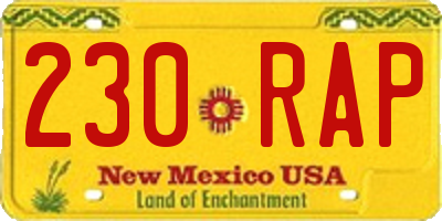 NM license plate 230RAP