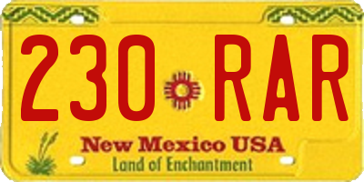 NM license plate 230RAR