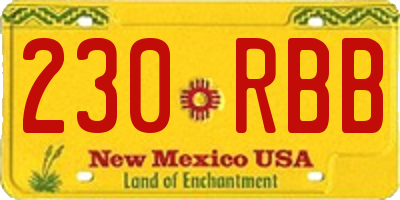 NM license plate 230RBB