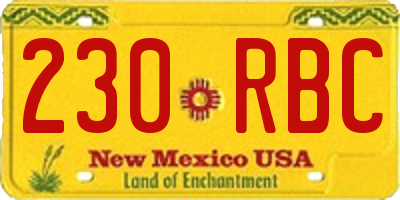 NM license plate 230RBC