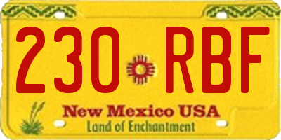 NM license plate 230RBF