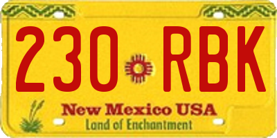 NM license plate 230RBK