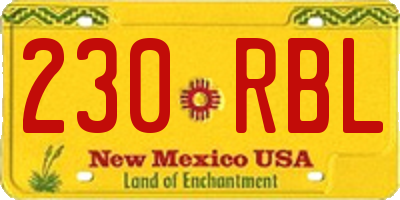 NM license plate 230RBL