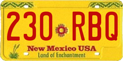 NM license plate 230RBQ