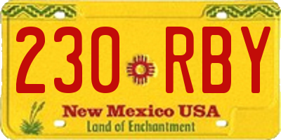 NM license plate 230RBY