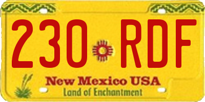 NM license plate 230RDF