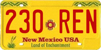 NM license plate 230REN