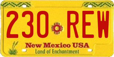 NM license plate 230REW