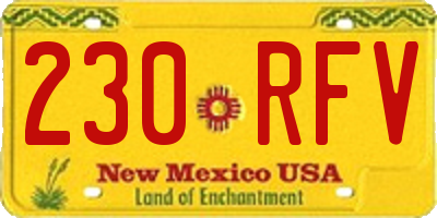 NM license plate 230RFV