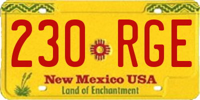 NM license plate 230RGE