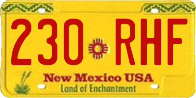 NM license plate 230RHF