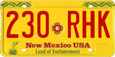 NM license plate 230RHK