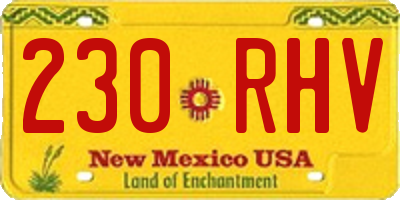NM license plate 230RHV