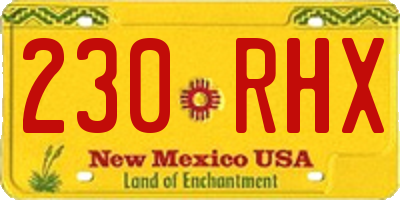 NM license plate 230RHX