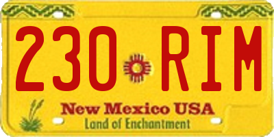 NM license plate 230RIM