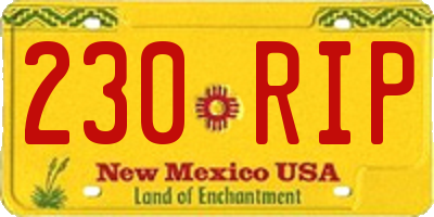 NM license plate 230RIP