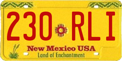 NM license plate 230RLI