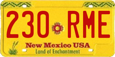 NM license plate 230RME
