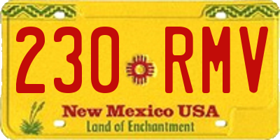 NM license plate 230RMV