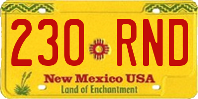 NM license plate 230RND