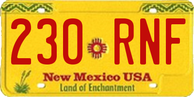 NM license plate 230RNF
