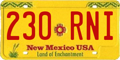 NM license plate 230RNI