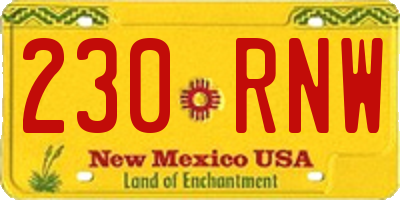 NM license plate 230RNW
