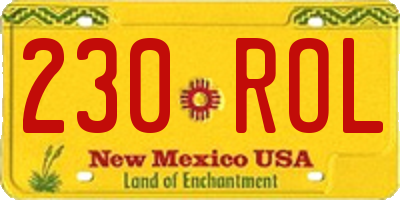NM license plate 230ROL