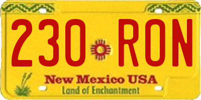 NM license plate 230RON