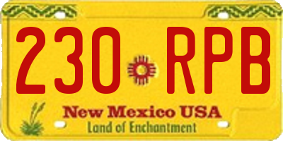 NM license plate 230RPB