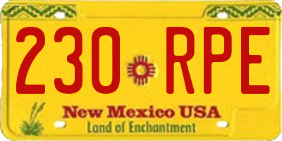 NM license plate 230RPE