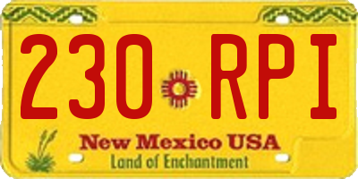 NM license plate 230RPI
