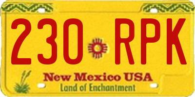 NM license plate 230RPK