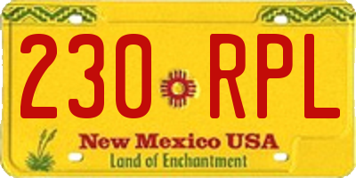 NM license plate 230RPL