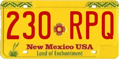 NM license plate 230RPQ