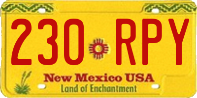 NM license plate 230RPY