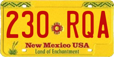 NM license plate 230RQA