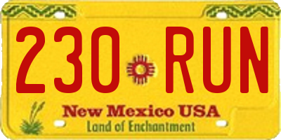 NM license plate 230RUN