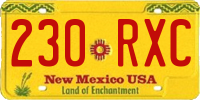NM license plate 230RXC