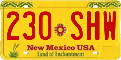 NM license plate 230SHW