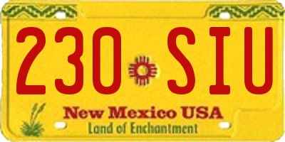 NM license plate 230SIU