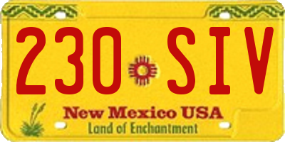 NM license plate 230SIV