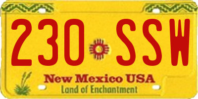 NM license plate 230SSW