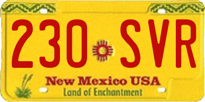 NM license plate 230SVR