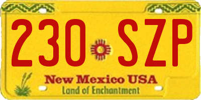 NM license plate 230SZP
