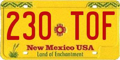 NM license plate 230TOF
