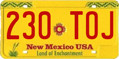 NM license plate 230TOJ