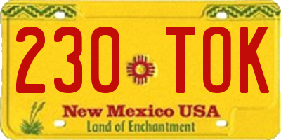 NM license plate 230TOK