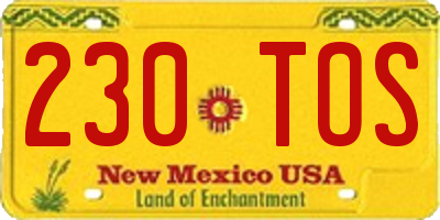 NM license plate 230TOS