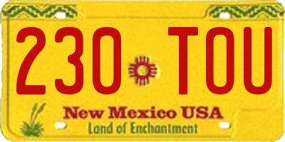 NM license plate 230TOU